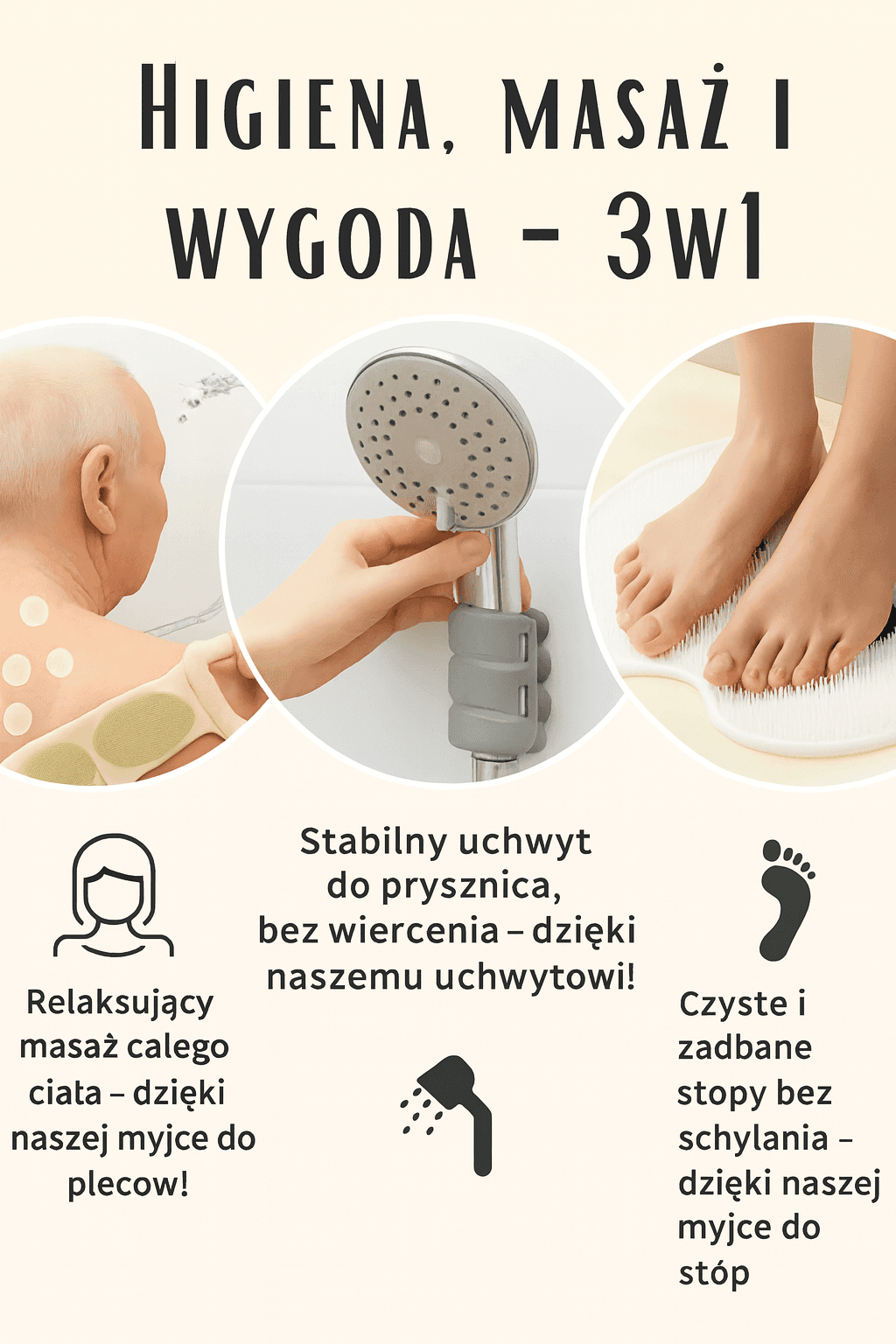 Zestaw Łazienkowy 3w1 – Komfort, Higiena i Bezpieczeństwo dla Seniora!